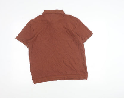Zara Men's Brown Cotton Polo Shirt Size M Short Sleeve Casual