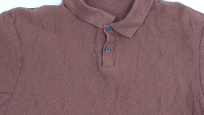 Zara Men's Brown Cotton Polo Shirt Size M Short Sleeve Casual