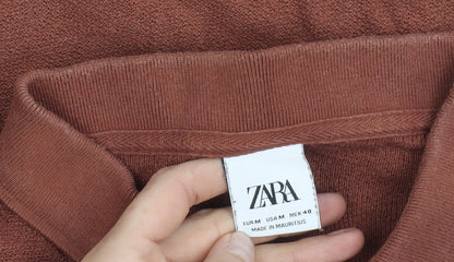 Zara Men's Brown Cotton Polo Shirt Size M Short Sleeve Casual