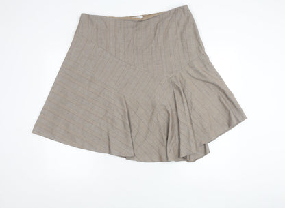 Next Women Beige Striped Flare Skirt Size 20 Knee Length Workwear