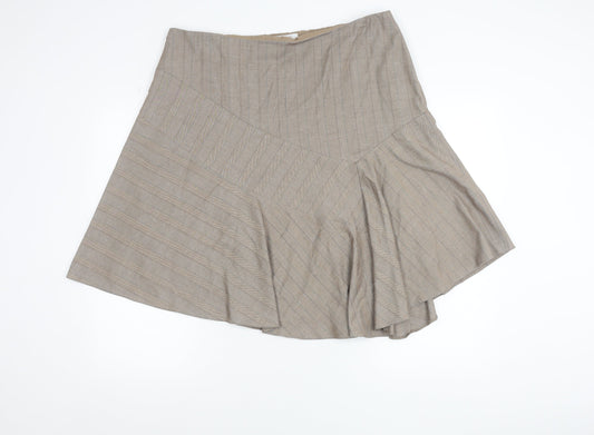 Next Women Beige Striped Flare Skirt Size 20 Knee Length Workwear