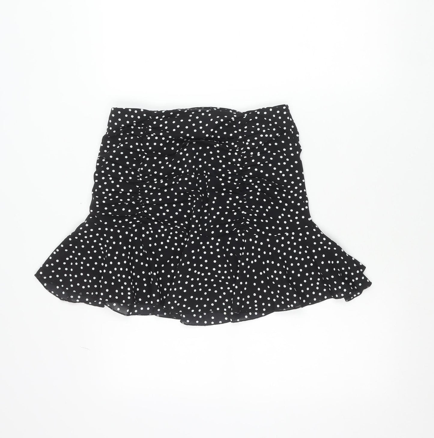 Quiz Womens Black Polka Dot Asymmetric Ruffle Skirt Size 6