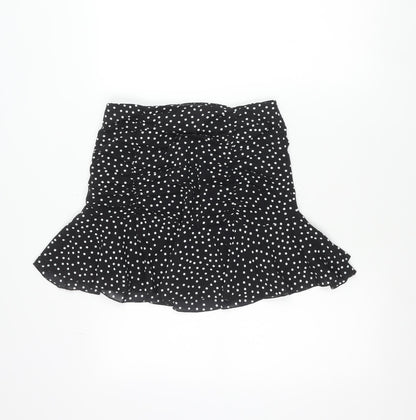 Quiz Womens Black Polka Dot Asymmetric Ruffle Skirt Size 6