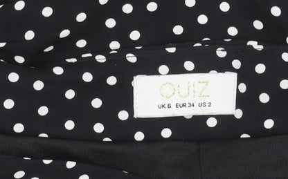 Quiz Womens Black Polka Dot Asymmetric Ruffle Skirt Size 6