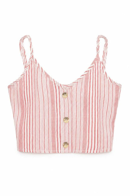 H&M Divided Womens Red Striped Cropped Viscose Tank Top Size 6
