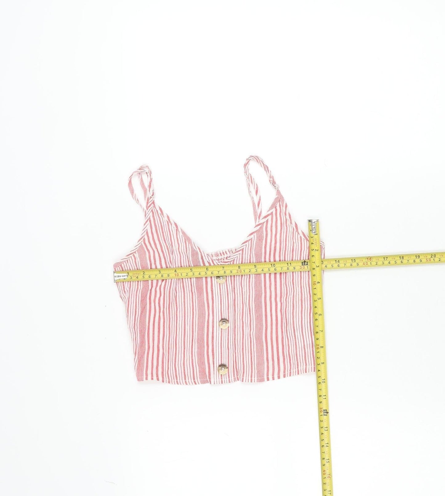 H&M Divided Womens Red Striped Cropped Viscose Tank Top Size 6