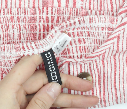 H&M Divided Womens Red Striped Cropped Viscose Tank Top Size 6