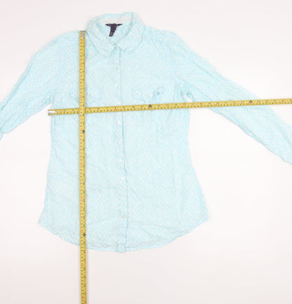 Long Tall Sally Women’s Blue Polka Dot Button-Up Shirt UK 10 Tall