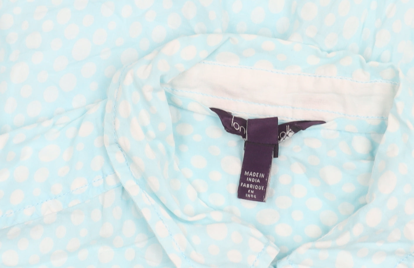 Long Tall Sally Women’s Blue Polka Dot Button-Up Shirt UK 10 Tall