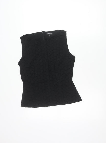Warehouse Women’s Black Cotton Lace Blouse UK 10 Sleeveless