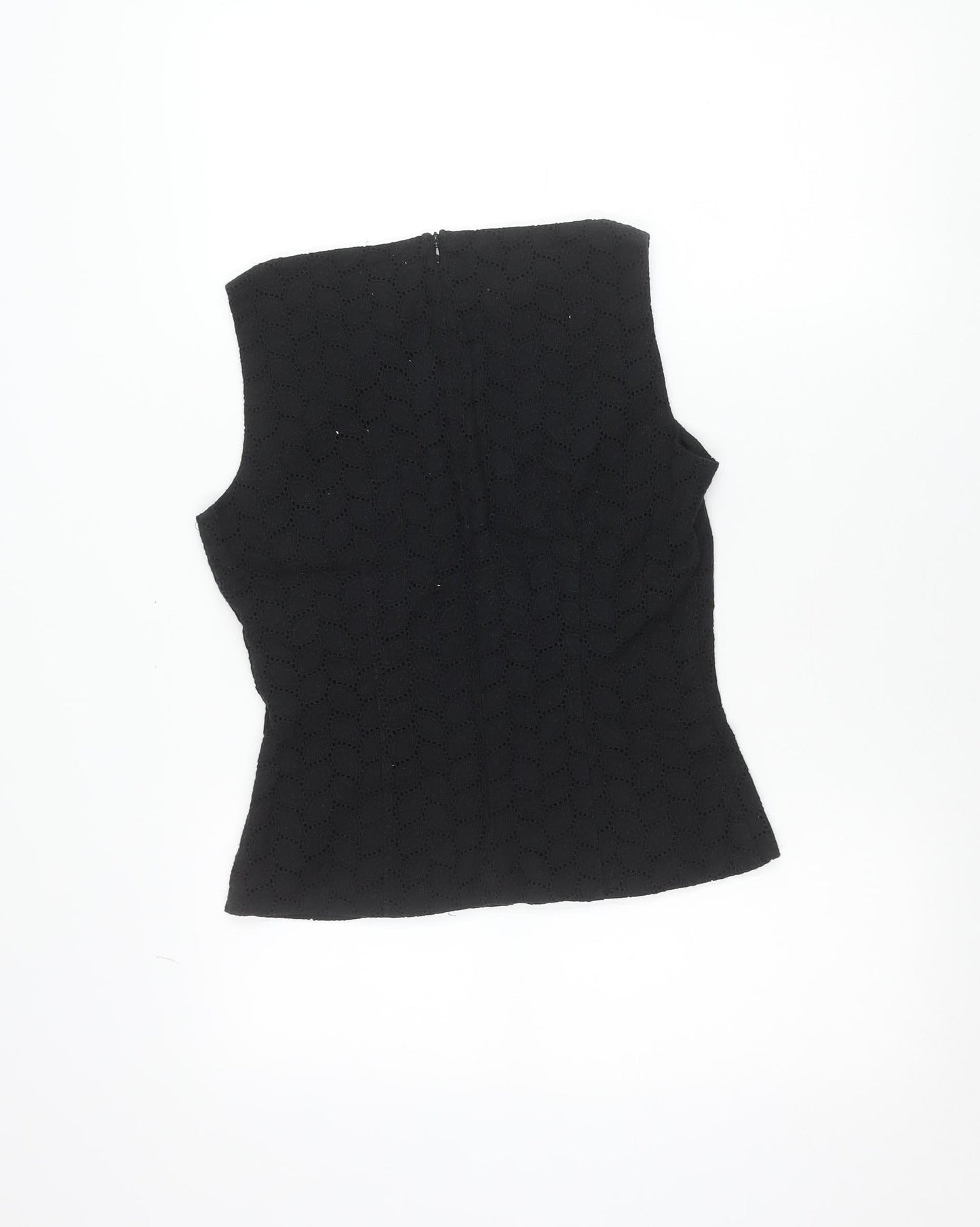 Warehouse Women’s Black Cotton Lace Blouse UK 10 Sleeveless