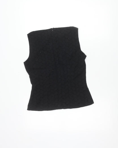 Warehouse Women’s Black Cotton Lace Blouse UK 10 Sleeveless