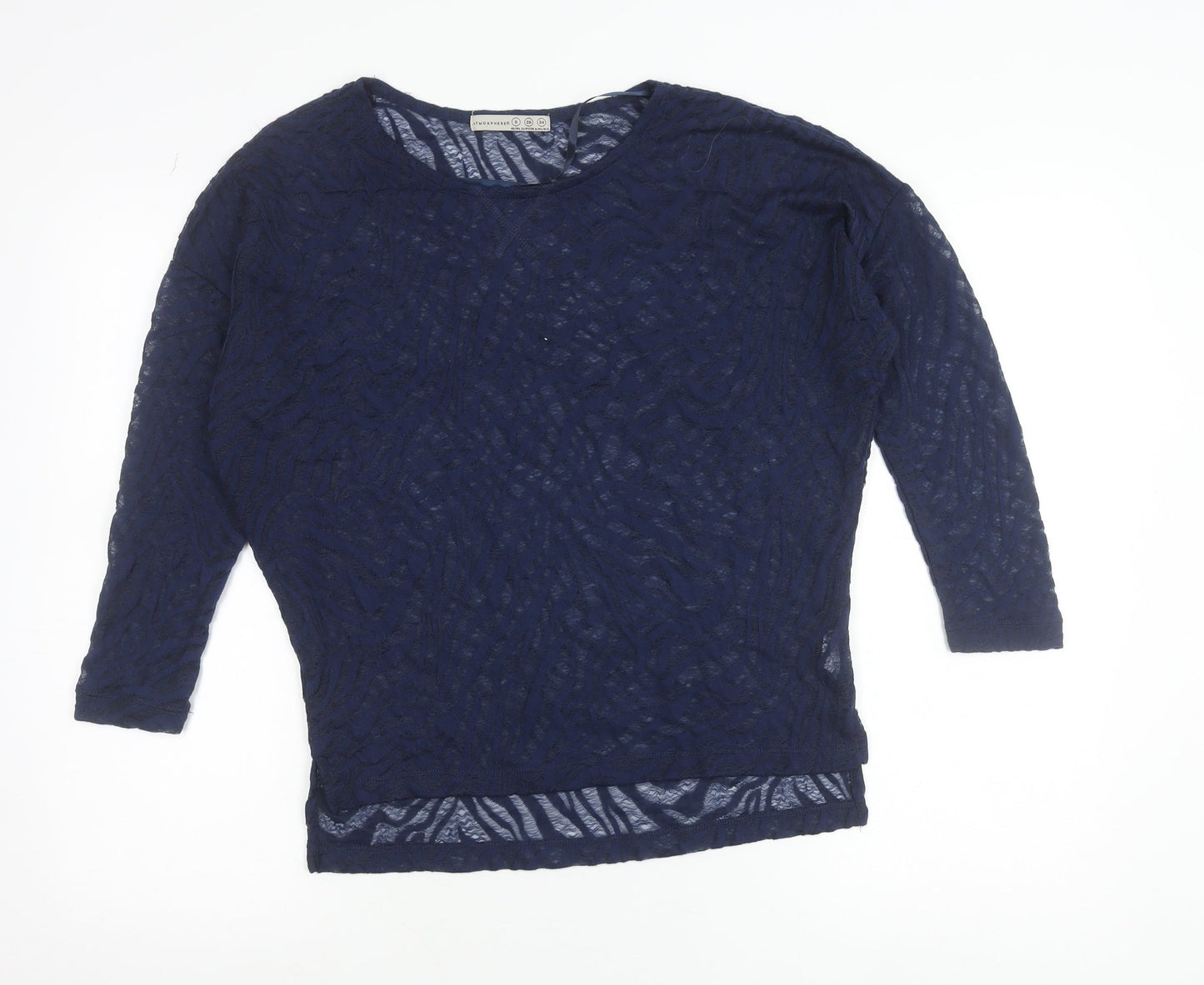 Atmosphere Womens Blue Lace Tunic Blouse UK 8 3/4 Sleeve