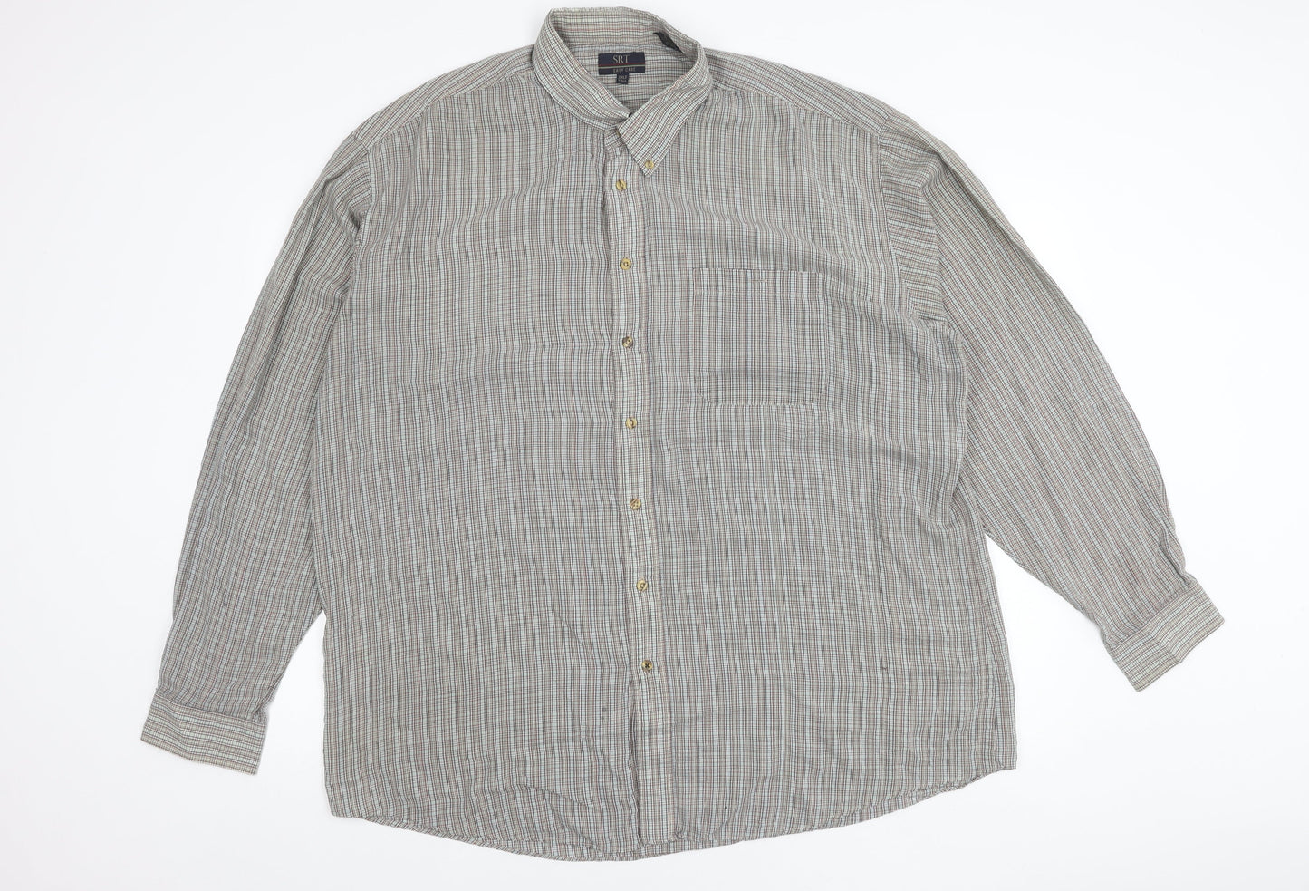 SRT Men’s Multicolour Check Shirt 2XL Tall Long Sleeve Button Up