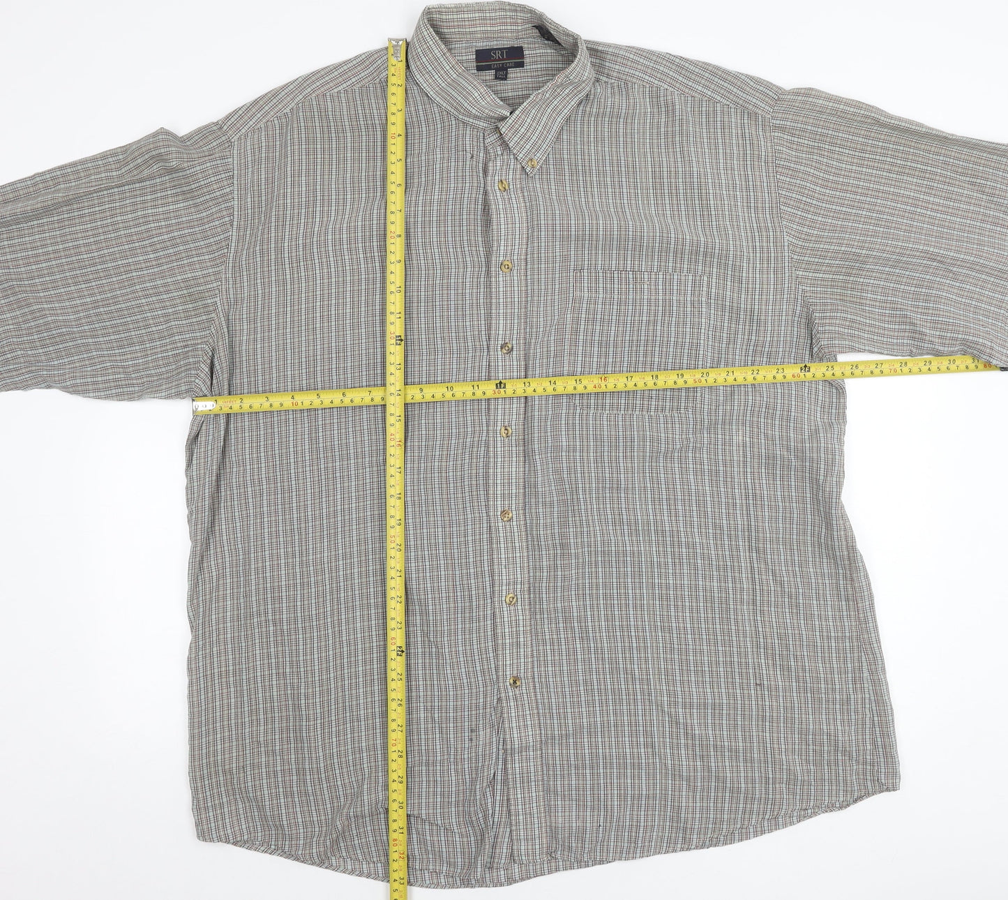 SRT Men’s Multicolour Check Shirt 2XL Tall Long Sleeve Button Up