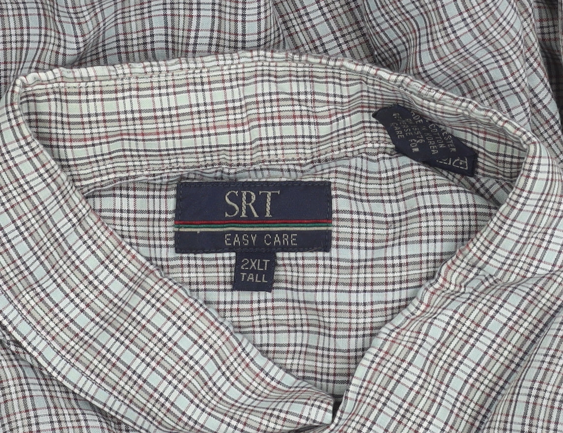 SRT Men’s Multicolour Check Shirt 2XL Tall Long Sleeve Button Up