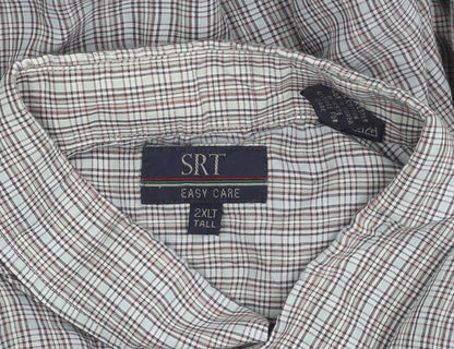 SRT Men’s Multicolour Check Shirt 2XL Tall Long Sleeve Button Up