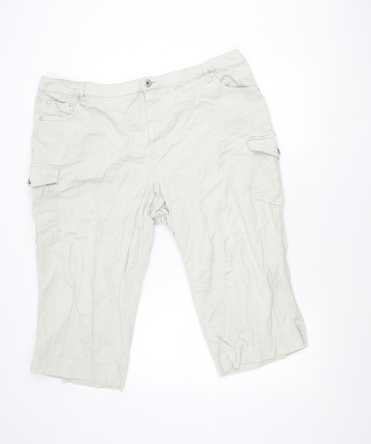 Faded Glory Unisex Beige Cargo Shorts 26W Relaxed Cotton Stretch