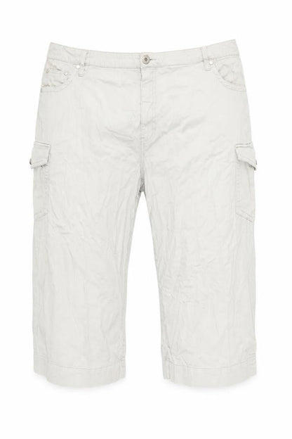 Front view of Faded Glory unisex beige cargo shorts 26w relaxed cotton stretch