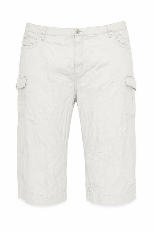 Front view of Faded Glory unisex beige cargo shorts 26w relaxed cotton stretch