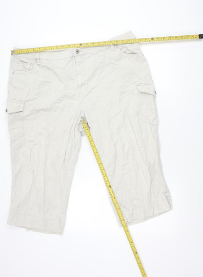 Faded Glory Unisex Beige Cargo Shorts 26W Relaxed Cotton Stretch