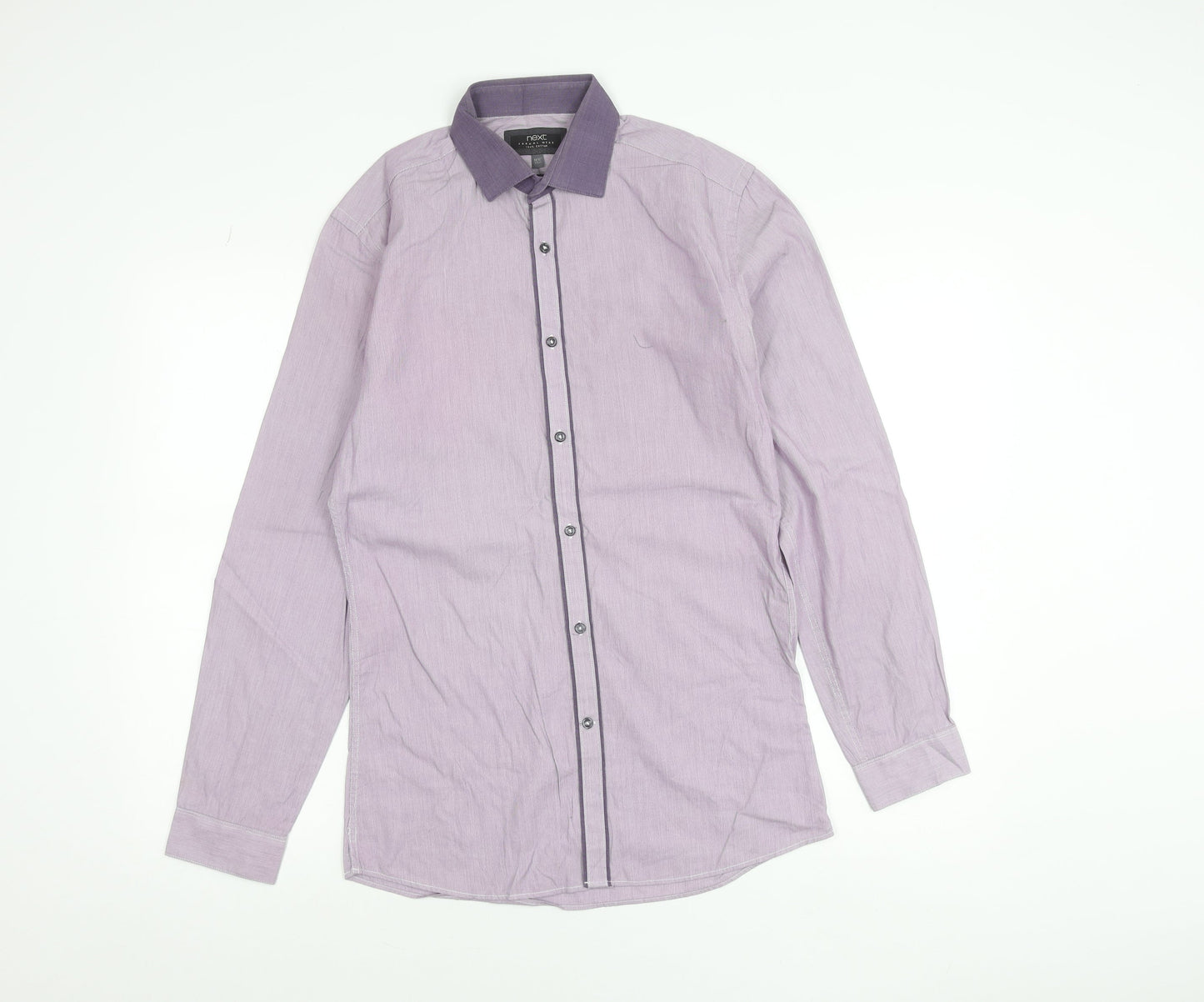 Next Men’s Purple Slim Fit Long Sleeve Cotton Shirt 14.5in