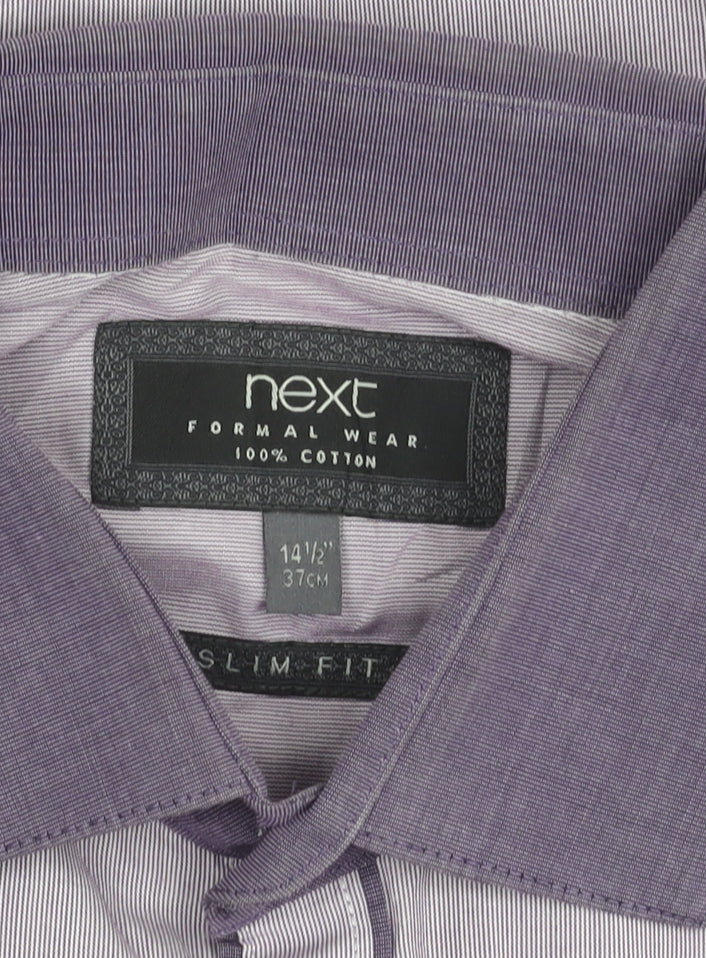 Next Men’s Purple Slim Fit Long Sleeve Cotton Shirt 14.5in