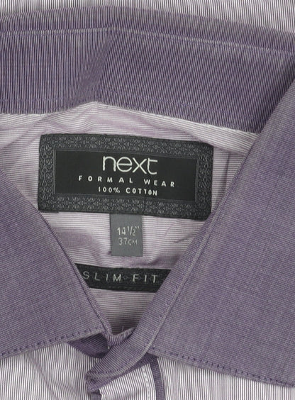 Next Men’s Purple Slim Fit Long Sleeve Cotton Shirt 14.5in