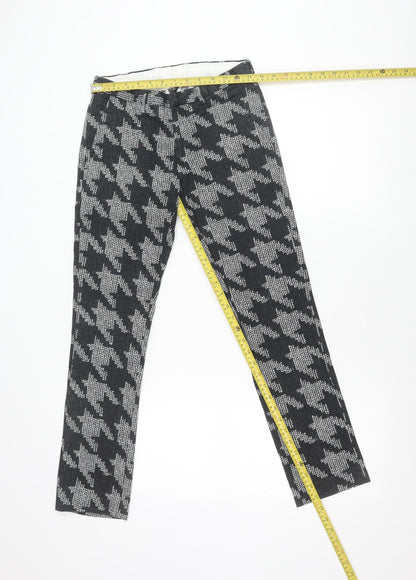 Topman Women Black Check Slim Fit Stretch Trousers Size 10
