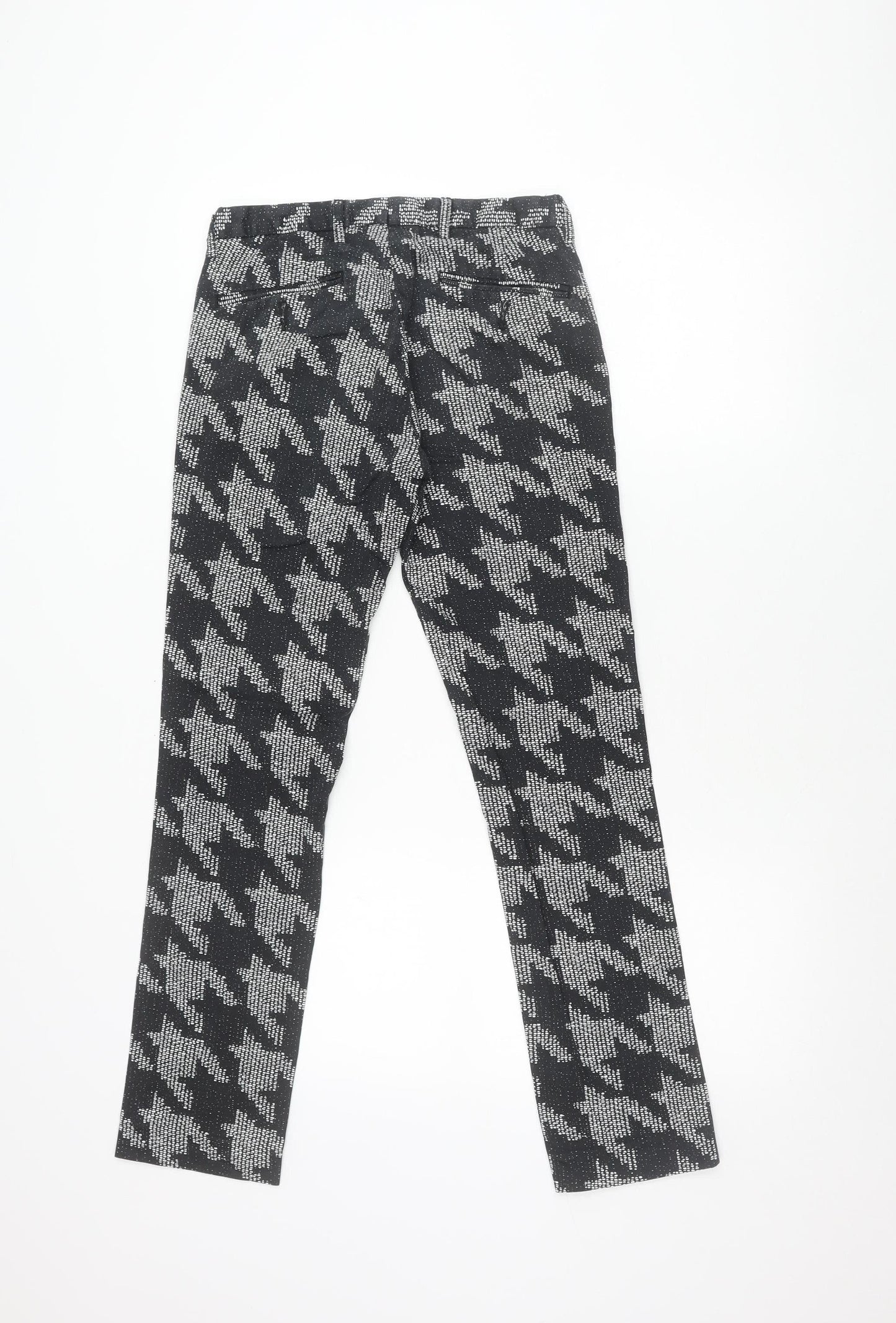 Topman Women Black Check Slim Fit Stretch Trousers Size 10