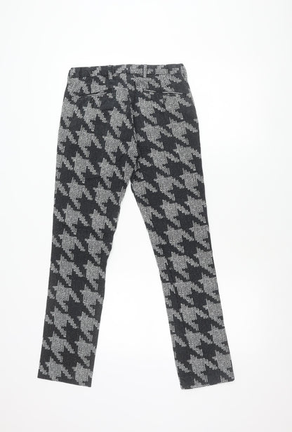 Topman Women Black Check Slim Fit Stretch Trousers Size 10