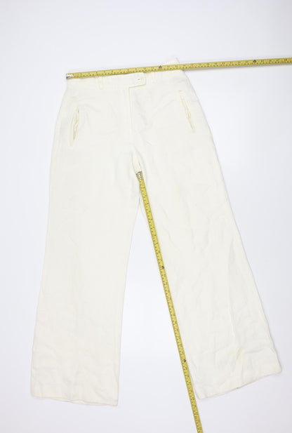 Deborah Veale Womens Ivory Size 10 Straight Corduroy Trousers