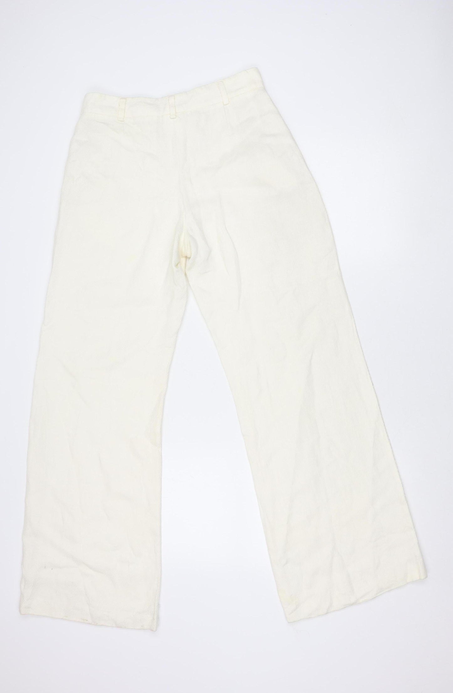 Deborah Veale Womens Ivory Size 10 Straight Corduroy Trousers