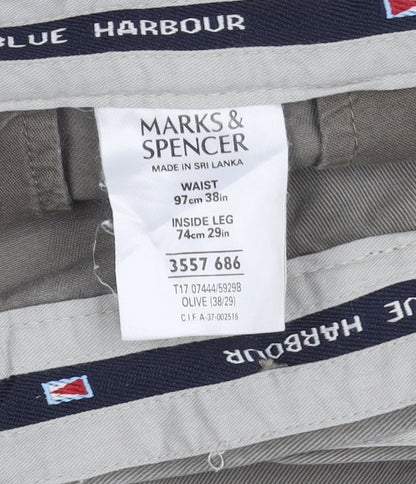 Marks and Spencer Unisex Adults Brown Chino Trousers L 38W 29L