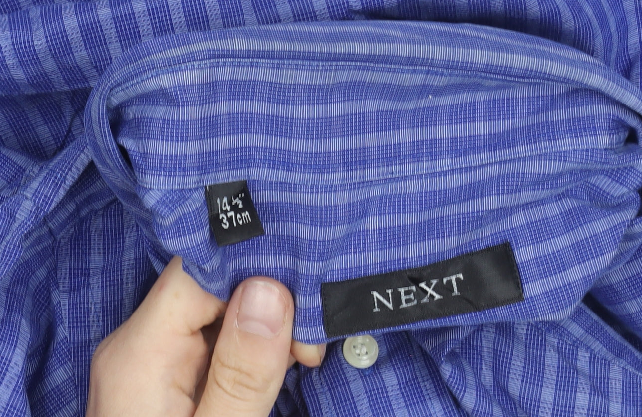 Next Womens Blue Checked Button-Up Cotton Shirt Size 10