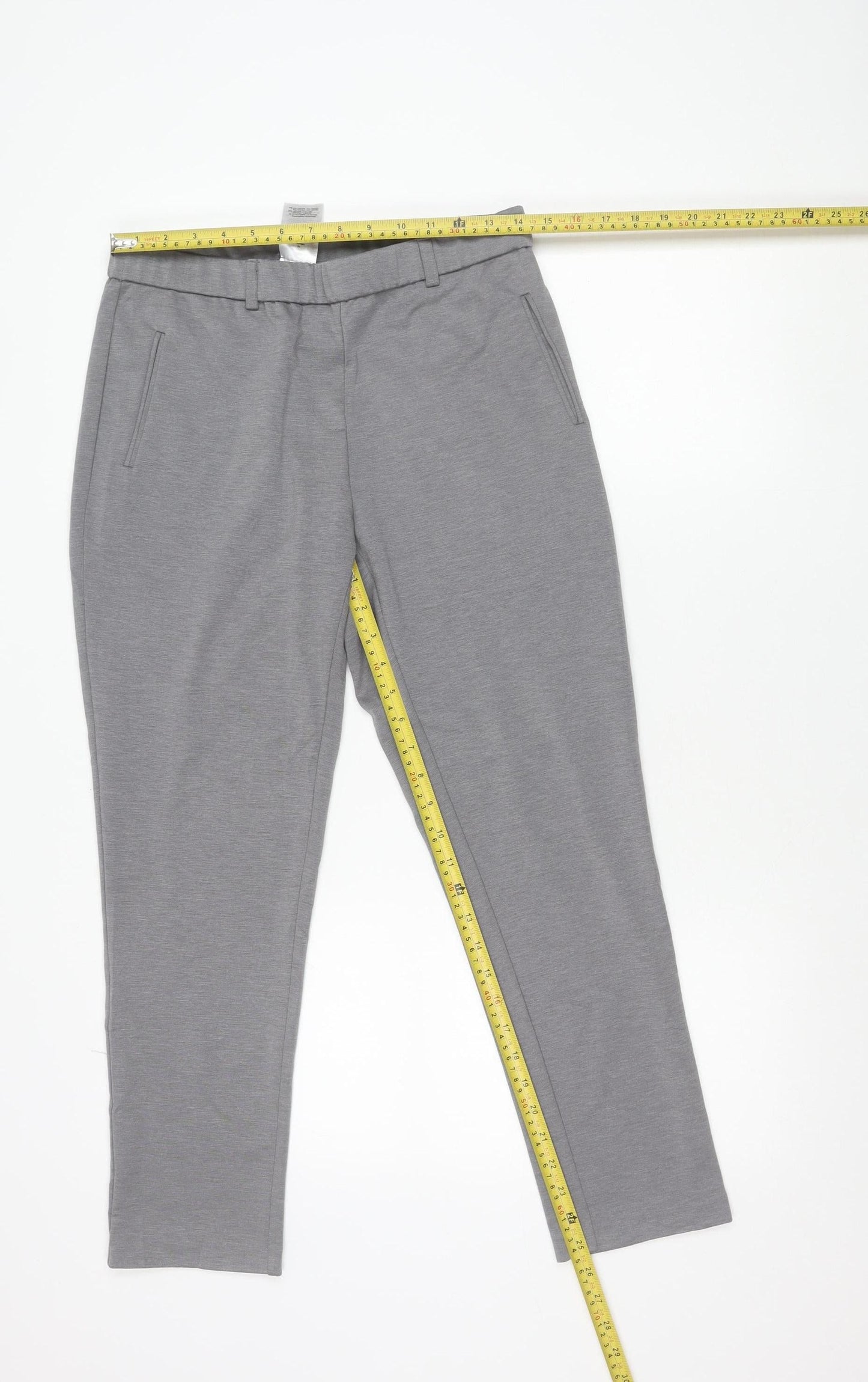 Damart Men Grey L Regular Fit Chino Trousers Elastic Waist
