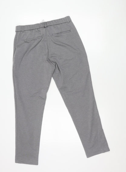 Damart Men Grey L Regular Fit Chino Trousers Elastic Waist