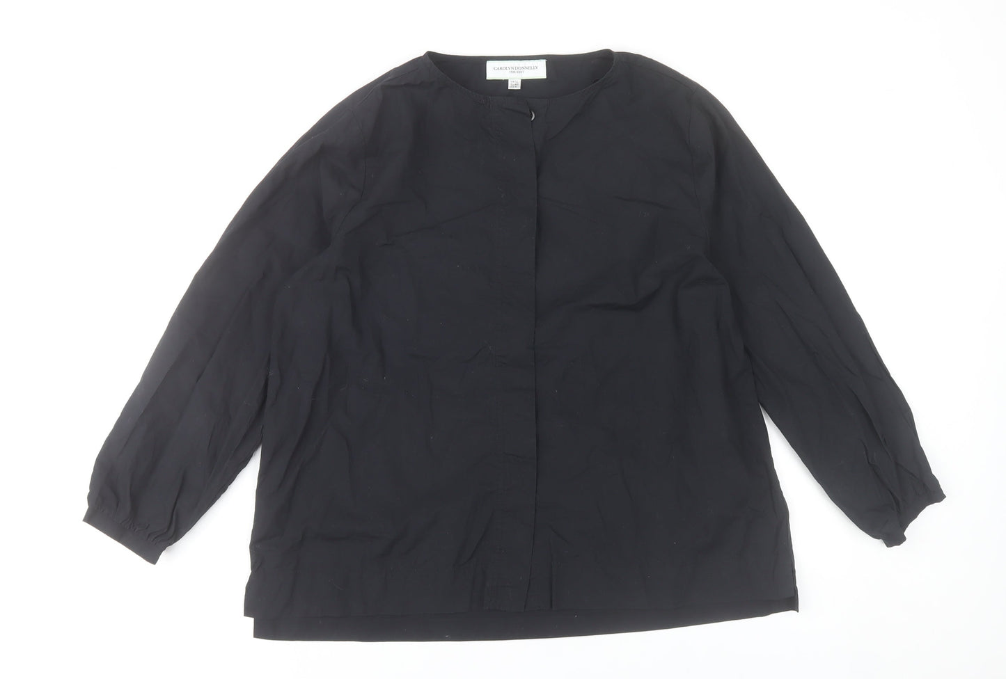 Carolyn Donnelly Womens Black Blouse UK 12 Long Sleeve Cotton
