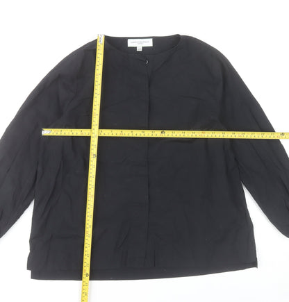 Carolyn Donnelly Womens Black Blouse UK 12 Long Sleeve Cotton