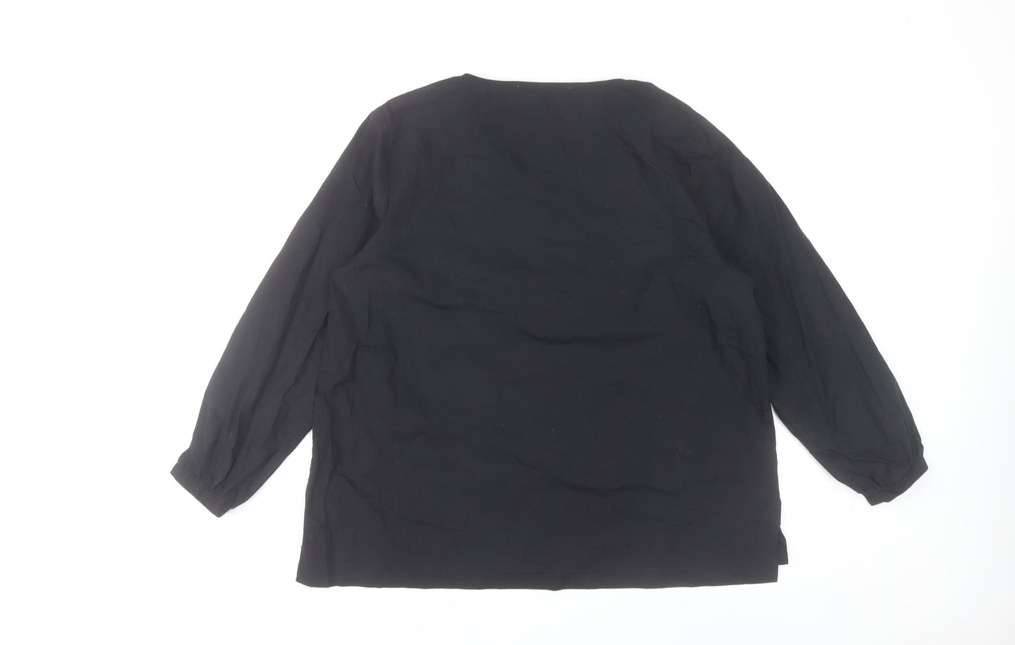 Carolyn Donnelly Womens Black Blouse UK 12 Long Sleeve Cotton