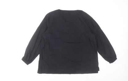 Carolyn Donnelly Womens Black Blouse UK 12 Long Sleeve Cotton