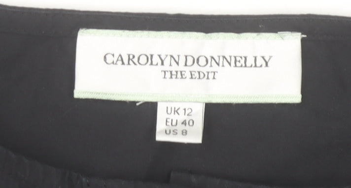 Carolyn Donnelly Womens Black Blouse UK 12 Long Sleeve Cotton