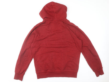 Superdry Mens Red Pullover Hoodie XL Fleece Logo Pocket Casual