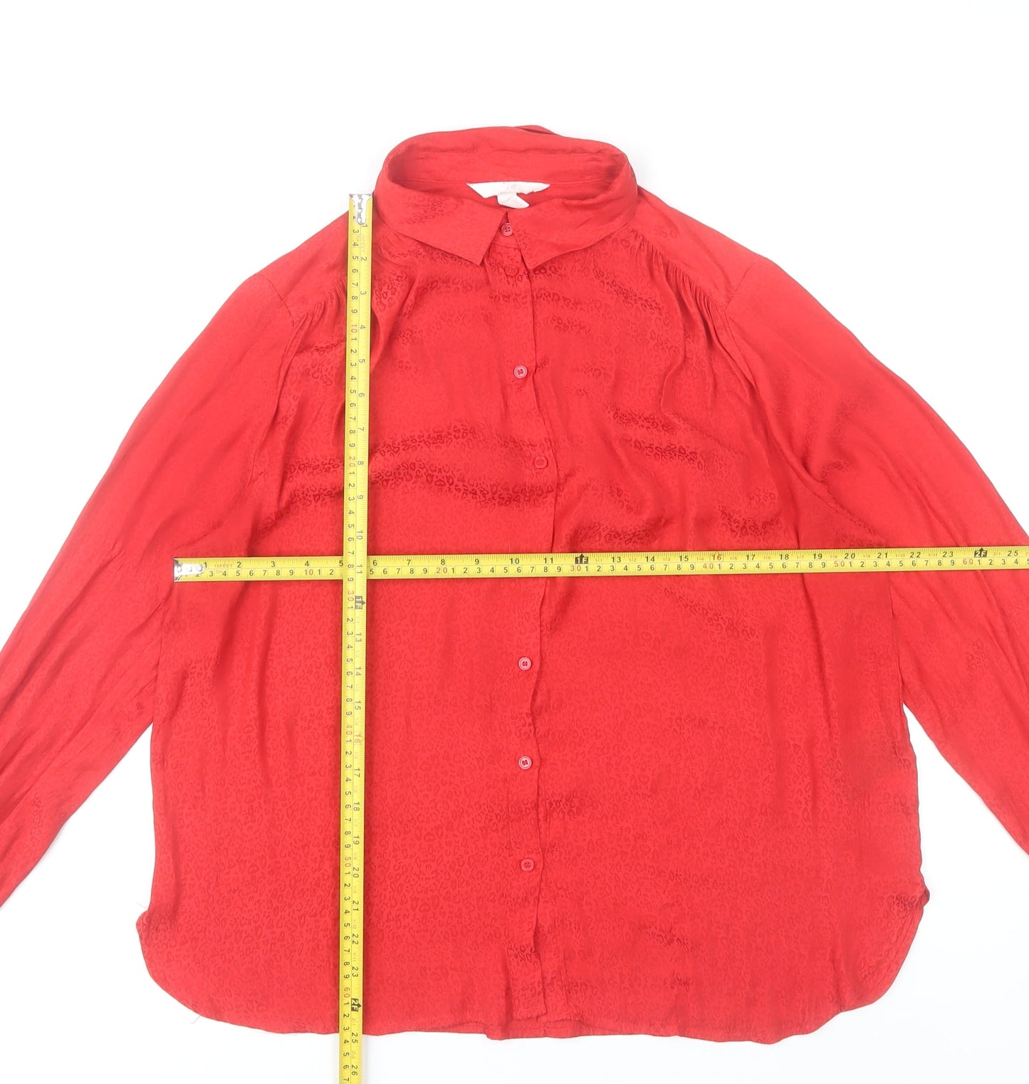 H&M Women’s Red Button-Up Long Sleeve Blouse UK 16