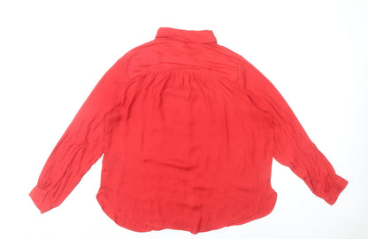 H&M Women’s Red Button-Up Long Sleeve Blouse UK 16