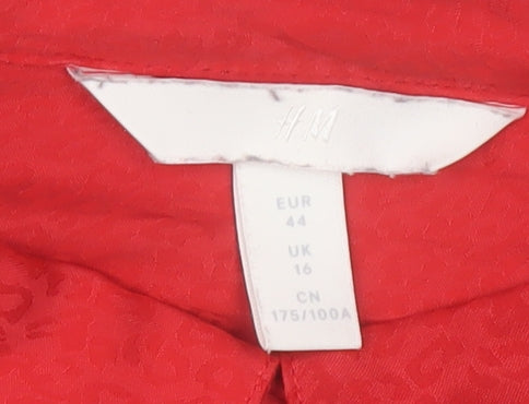 H&M Women’s Red Button-Up Long Sleeve Blouse UK 16