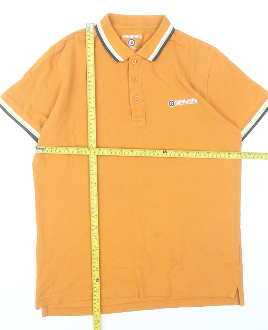Lambretta Men’s Orange Small Polo Shirt Cotton Retro Casual