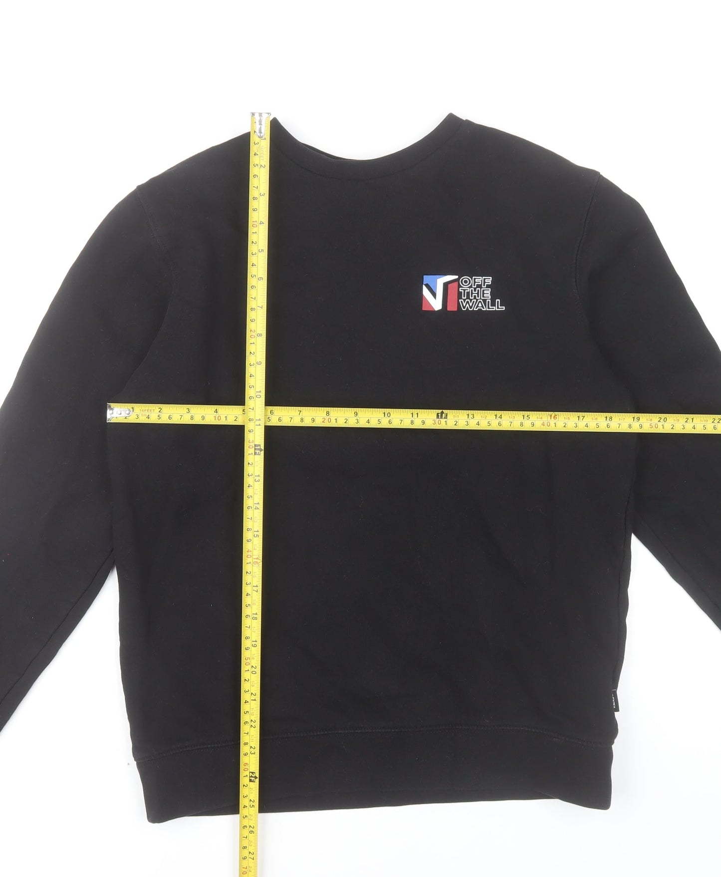 Vans Women's Black Small Sweatshirt Crew Neck Cotton Logo Print