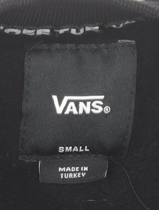 Vans Women's Black Small Sweatshirt Crew Neck Cotton Logo Print