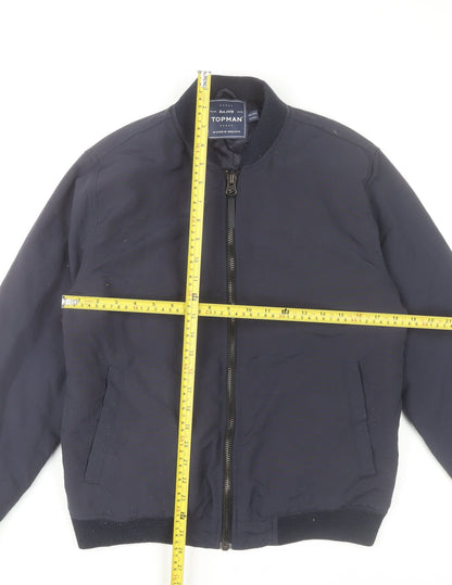 Topman Men’s Blue Bomber Jacket M 38-40" Regular Fit Polyester Lined